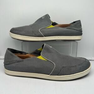 Olukai Shoes Mens 13 Nohea Mesh Gray Slip On Casual Boat Loafer Sneakers
